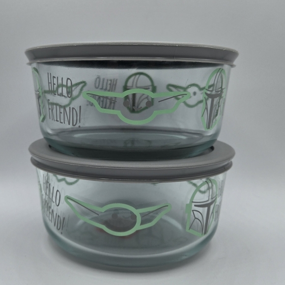 Star Wars Pyrex Yoda 2 pack bowls with grey lid - Picture 2 of 7